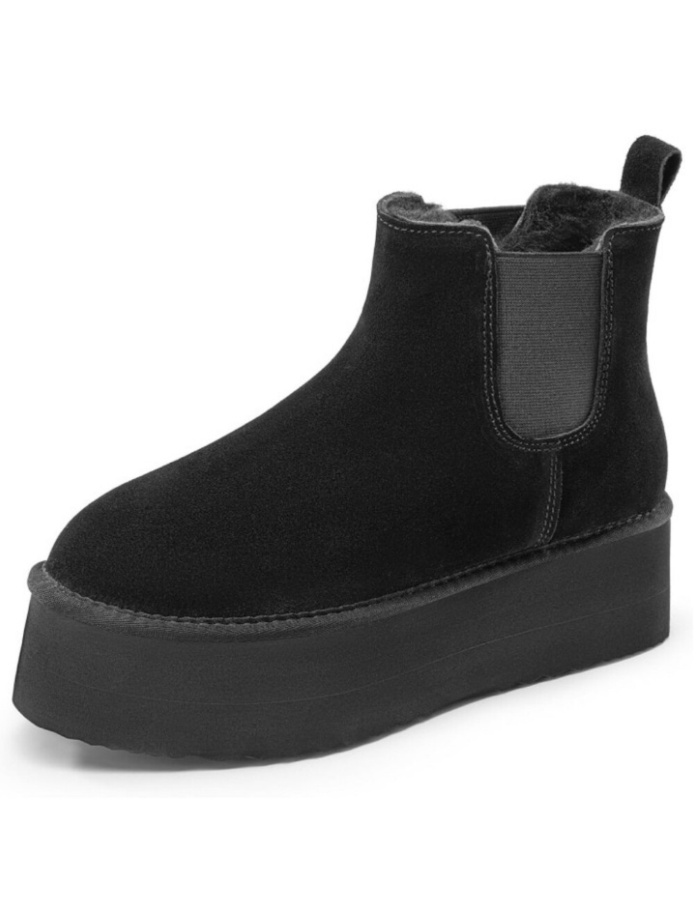 Athlefit Black Suede Anti Slip Short Ankle Platform Chelsea Boot Size 8.5 NWT